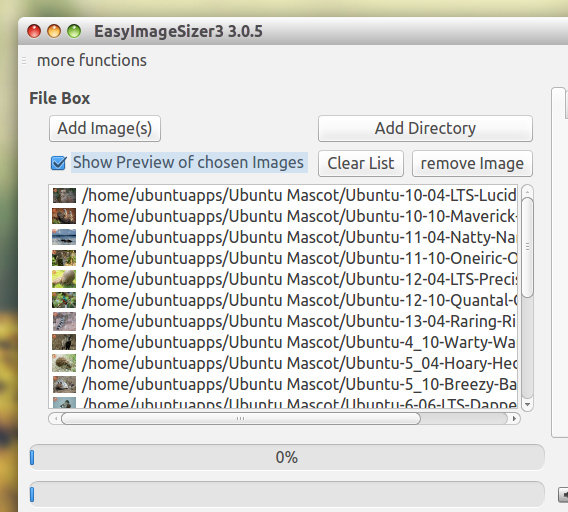 EasyImageSizer Ubuntu 画像編集 画像変換 フォルダの画像を追加