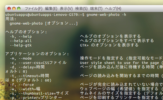GNOME Web Photo Ubuntu 画面キャプチャ コマンド
